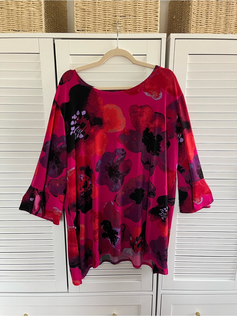Clara Sunwoo Womens Top Abstract Colorful Sz 3X Artsy Plus stretch Lagenlook